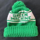 VTG GREEN MACHINE  Pom Knit Winter Hat Cap Beanie White Farm Truck Supply