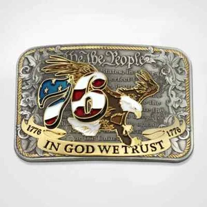 1776 WE THE PEOPLE  IN GOD WE TRUST 3D BELT BUCKLE - Picture 1 of 2