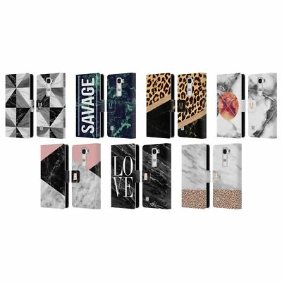 HEAD CASE DESIGNS MARBLE TREND MIX LEATHER BOOK CASE & WALLPAPER FOR LG PHONES 2 - Image 1 of 4