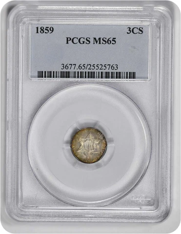 1859 Three Cent Silver MS65 PCGS Cover