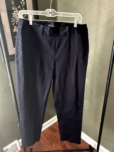 AK Anne Klein Midnight Navy Blue Trousers Dress Pants With Side Zip Sz 10 - Picture 1 of 8