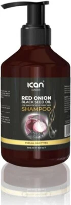 ICAN LONDON Red Onion+Blackseed Oil Shampoo For Hair Fall Control&Promotes Hair Growth 500ml