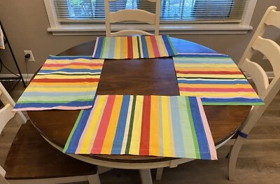 Lençóis de mesa AMAN Placemats algodão listrado colorido festa verão - Imagem 1 de 4