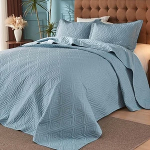 Oversized King Bedspreads 128x120 (128"x120"), Blue - Picture 1 of 8