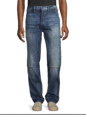 $350 NWT Prps Build Splatter 100% Cotton Blue 4 Pocket Carpenter Jeans Size 30 - Image 1 of 4