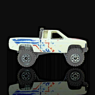 Camioneta Nissan Hardbody 1987 Hot Wheels 4x4 ~ vintage ~ blanco rojo fundido a presión Foto 1 de 4