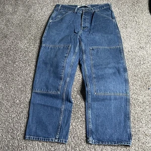 Vtg Gap Miner Jeans Men’s 34x30 Blue Wide Leg Carpenter Double Knee Y2K Denim - Picture 1 of 11