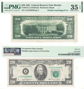 1981 $20 Multiple Impression Error Note PMG Ch VF-35 EPQ - Picture 1 of 1