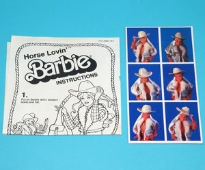 BARBIE DOLL ORIGINAL SPARE INSTRUCTIONS HORSE LOVIN' BARBIE 1982 MATTEL - Picture 1 of 3