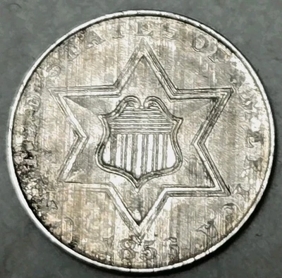 1856 3 Cent Silver "Trime" Type 2. Full Detail With All Stars Visible. - Image 1 of 2