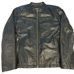 Chaqueta de moto de cuero negra Andrew Marc MARC NEW YORK para hombre talla Lg ropa de calle - Imagen 1 de 12