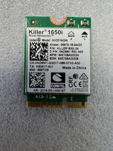 Intel Killer 1650i Wireless Wi-Fi 6 Bluetooth 5 AX201NGW ND6M1 0ND6M1 TESTED - Picture 1 of 1