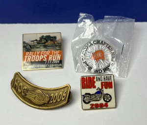 Lot of 4 Motorcycle Riding Pins Pinbacks HOG 2006, Rally for the Troops, etc. - Picture 1 of 6
