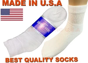 Best Quality 6 Pairs White Diabetic Ankle Socks 9-11 size MADE IN USA - Picture 1 of 6