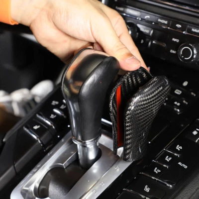 Real Carbon Fiber Car Gear Shift Knob Trim Cover For 2011 - 2017 Porsche Cayenne Foto 1 de 4