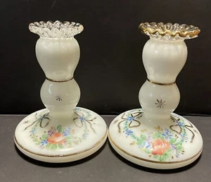 VINTAGE FENTON CHARLETON HANDBEMALT SILBER WAPPEN KERZENSTÄNDER KERZENLEUCHTER - Bild 1 von 10