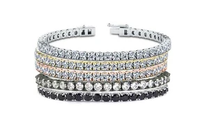 Women's 18k White Gold Plated Tennis Bracelet Made With Swarovski Elements - Picture 1 of 6