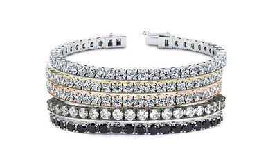 Pulseira de tênis feminina folheada a ouro branco 18k feita com elementos Swarovski - Imagem 1 de 4