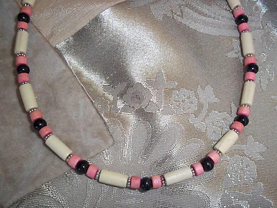 Hand Crafted 16 1/2 inch Unisex Wood Bead NECKLACE with MAGNETIC Clasp C-35 - Image 1 of 3