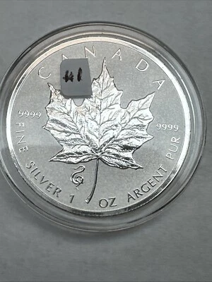 Moneda de plata Canadá 2013 hoja de arce a prueba de revoluciones 1 oz plata .9999 - Serpiente privada Foto 1 de 4