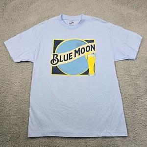 BLUE MOON BEER SHIRT ADULT BLUE LARGE L PULLOVER CASUAL MENS LOGO CLASSIC NWT - Picture 1 of 10
