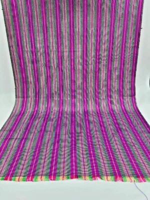 Pink Shades Gray Green Striped Silk Luxurious Duponi Fabric By 2 Meters. - image 1 of 4