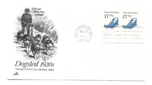2135 17c Dog Sled 1920s Transportation series ArtCraft pair FDC - Picture 1 of 1
