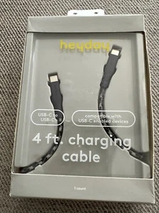 heyday 4' Braided Grey USB C to C Charging Cable - Picture 1 of 2