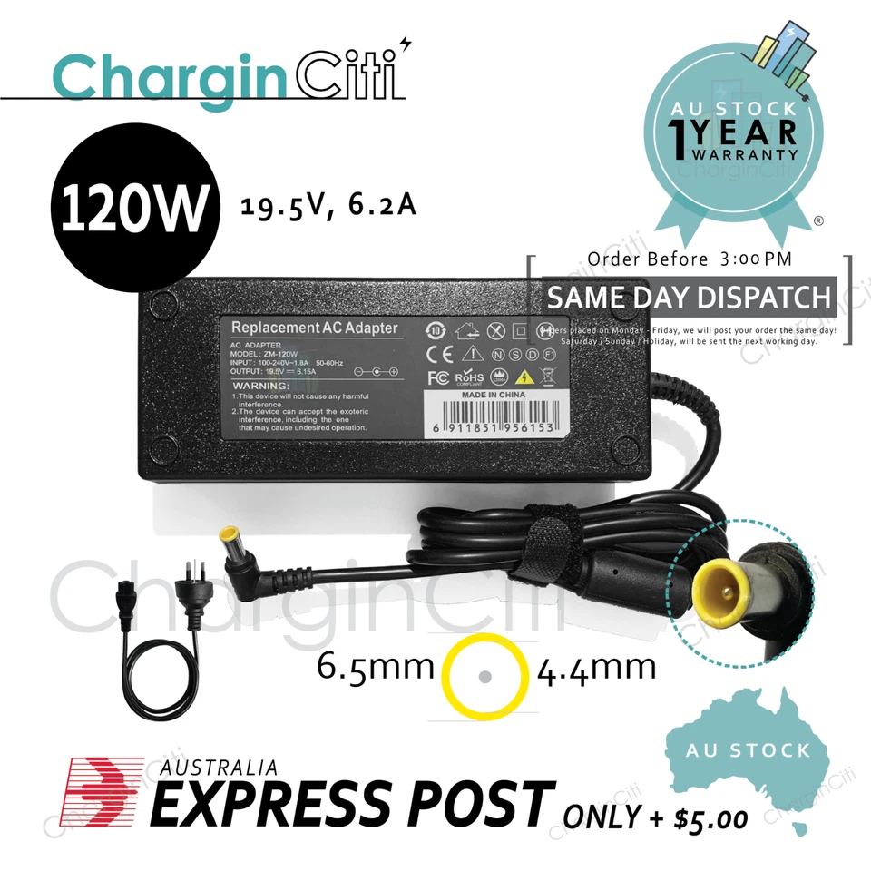 19.5V 6.2A 120W Adapter For Sony ACDP-120E01 ACDP-120E02 ACDP-120N01 ACDP-120N02 - image 1 of 4