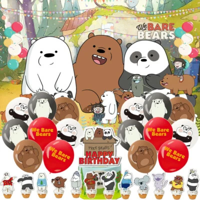 We Bare Bears Party supplies Birthday Decor Set Balloons Cake Toppers Backdrop - Image 1 of 4