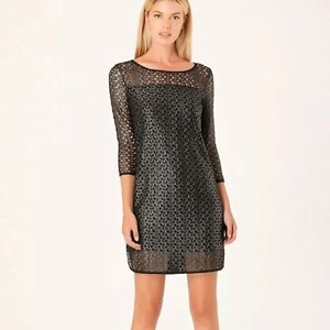 Hale Bob Black Metallic Lace Silk Blend Dress Small NWT Cocktail Quiet Luxury - Picture 1 of 10