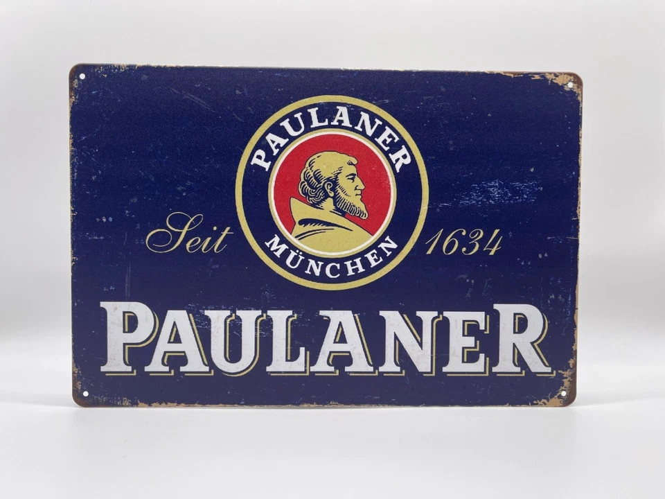 BLACKBEARD WAREHOUSE Blechschild Paulaner 20x30cm Nostalgie Retro Reklame Vintage Deko Bier Geschenk