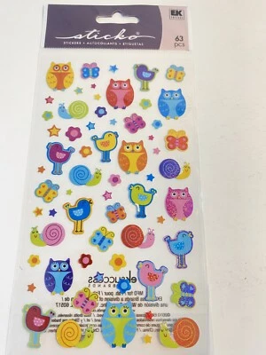 Sticko 63 pc Glitter hoots and tweets Stickers on vellum scrapbooking stars - Image 1 of 4