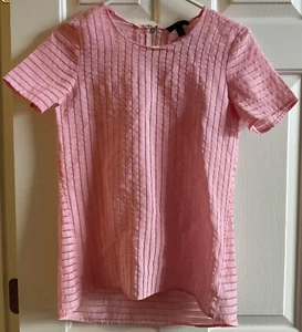 Neu ohne Etikett J Crew Damen SS durchsichtige Streifen Reißverschluss Bluse rosa Größe 0 HiLo - Bild 1 von 9