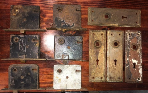 Interior Mortise Passage Door Locks Bolts Latches - 4 Plates no keys - Lot of 6 Cover