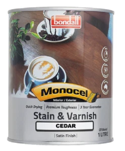Bondall MONOCEL STAIN & VARNISH Hard Durable Satin Finish CEDAR- 500ml or 1L - Picture 1 of 2