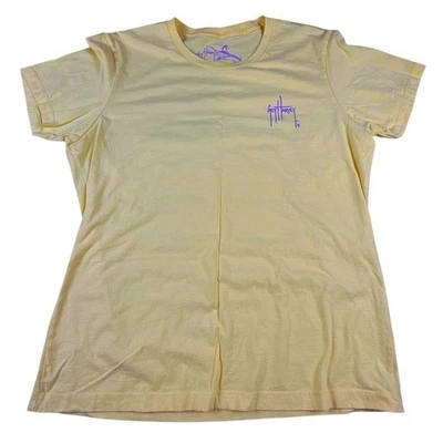 Guy Harvey Womens Yellow Cotton T Shirt Sailfish Graphic Print Size XL - Image 1 of 4