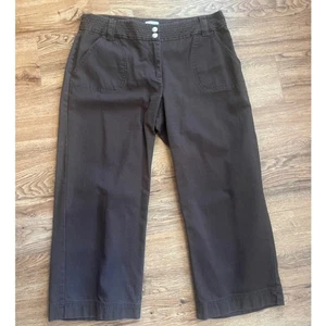 Pantalones Chico's Marrón Recortados Elastizados Tobillo Pierna Recta 1.5 Pequeños  - Imagen 1 de 5