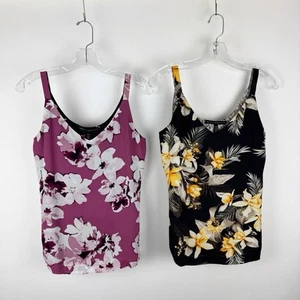 WHITE HOUSE BLACK MARKET 2 Cami Reversible Talla XXS Rosa Negro Dorado Floral Top - Imagen 1 de 21