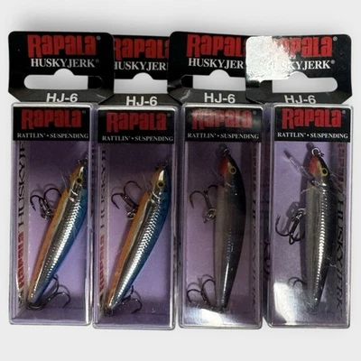 RAPALA HUSKY JERK HJ-6 SUSPENSIÓN. 2-PLATA AZUL 2 PLATA LOTE DE 4 Foto 1 de 3