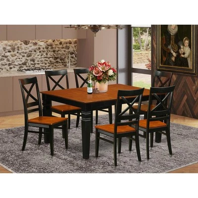 7  Pc  Dining  set  with  a  Kitchen  Table  and  6  Wood  Dining  Chairs ... - Image 1 of 4