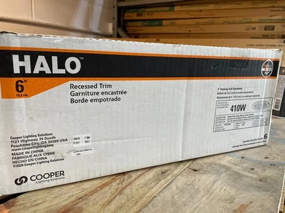 6x Cooper Lighting Halo 6"  Recessed White Trim Ring W/White Coilex Baffle - Image 1 of 2