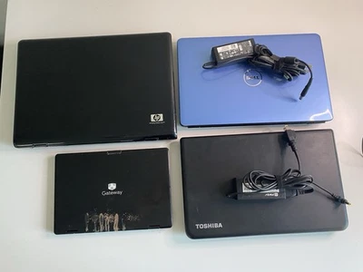 Lote de 4 Portátiles Rotos: HP GATEWAY TOSHIBA, DELL — NO FUNCIONA PARA REPARACIÓN TAL CUAL Foto 1 de 4