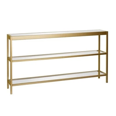 Henn&Hart 55" Brass Metal/Glass Console Table - Image 1 of 4