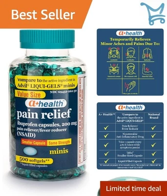 Ibuprofen Softgels 200mg Pain Relief Fever Reducer 500 Count - Image 1 of 4