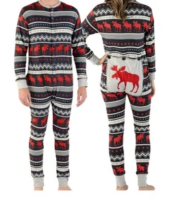 Cabin Moose Adult Pajamas Flapjacks By Lazy One Size Medium - Picture 1 of 2