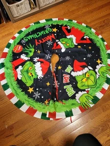 48" "Grinch Frohe Weihnachten" Filz Baum Rock Stoff Urlaub Dekor Santa - Bild 1 von 10
