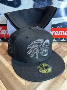 New Era App Exclusive Mexico Aztecs Skull Chief Reflective Pack Black 7 1/4 Rare - Bild 1 von 6