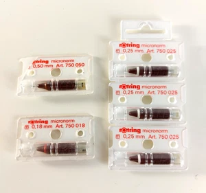 5 Vintage NOS Rotring Micronorm Technical Drawing Pen Nibs 0.18, 0.50, 3x 0.25mm - Picture 1 of 2
