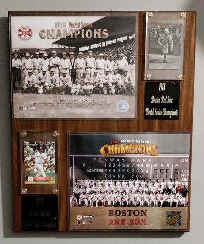 Boston Red  Sox World Series Champions 1918 & 2004 Plaque w/ Babe Ruth & Ortiz Cover